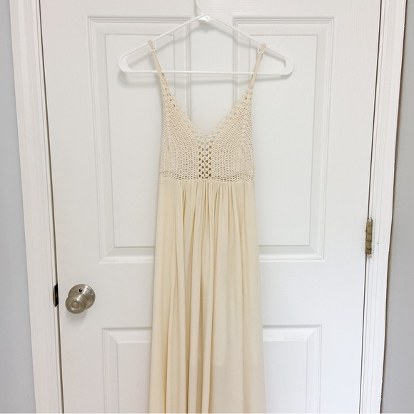 Lulus Hippie Hippie Chic Cream Maxi Dress Size Large - Picture 2 of 9